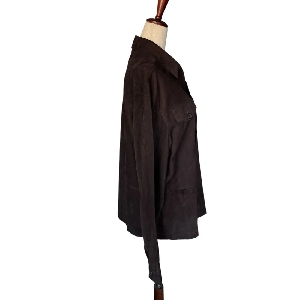 Men’s Max Davoli Baroni Brown Goat Suede Jacket Overshirt Size Small